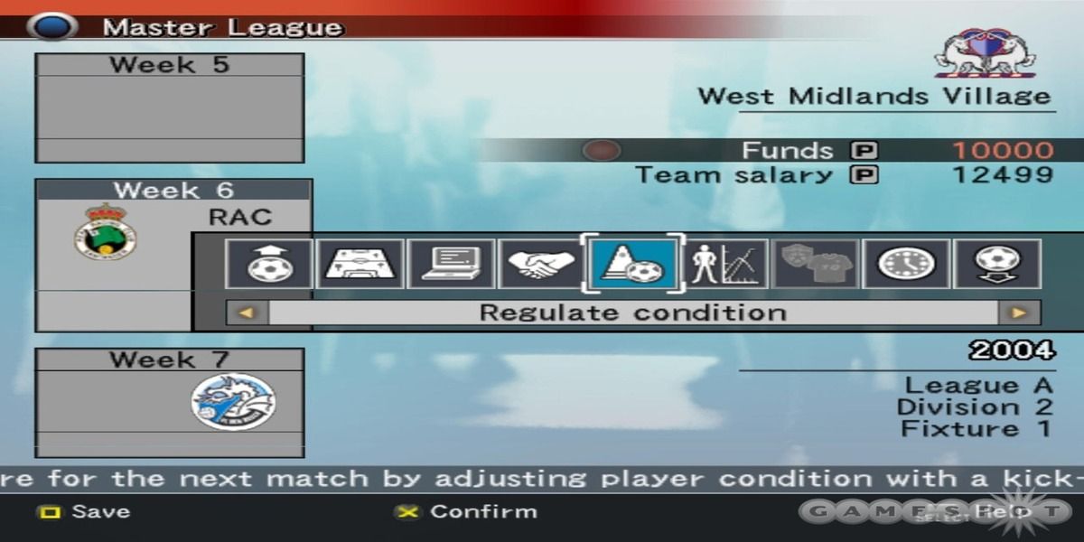 WSWE 8 Master league menu