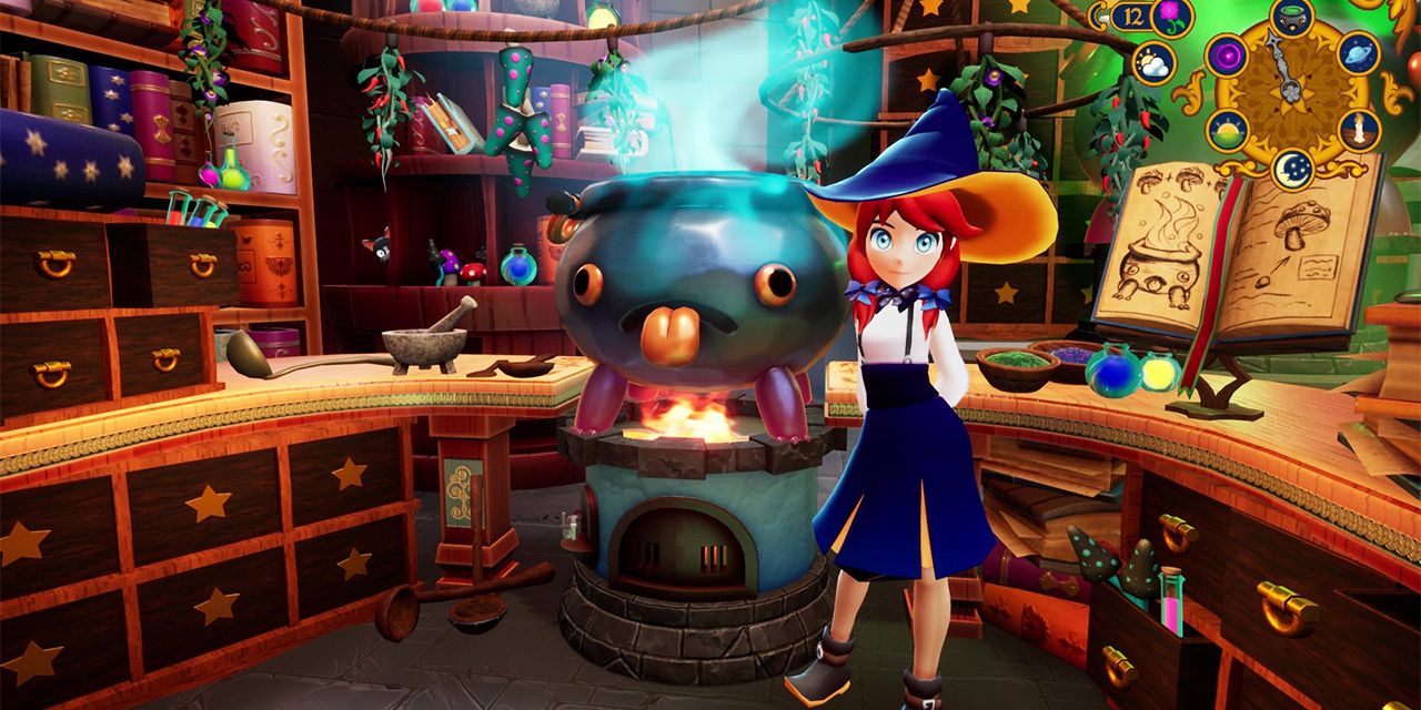 Witchery Academy Video Game Player Avatar and Cauldron