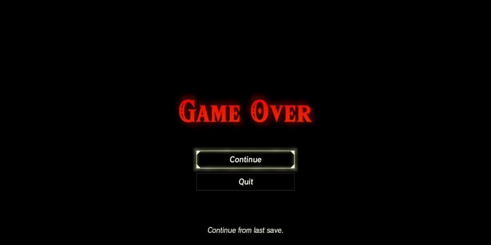 Game Over screen in Breath of the Wild