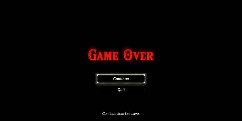 Game Over screen in Breath of the Wild