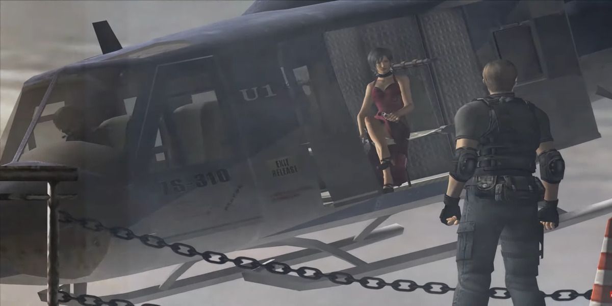 Ada in a helicopter talking to leon in Resident Evil 4