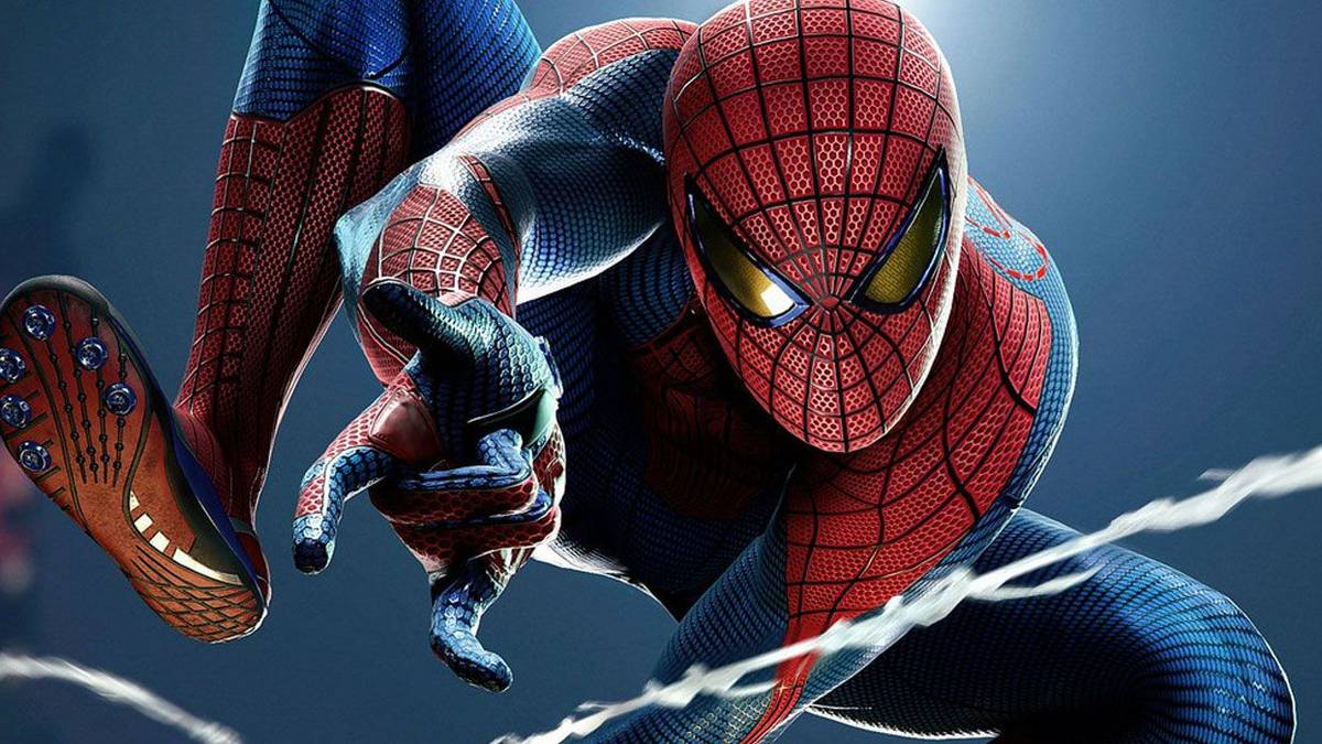 closeup of the amazing spider-man movie suit