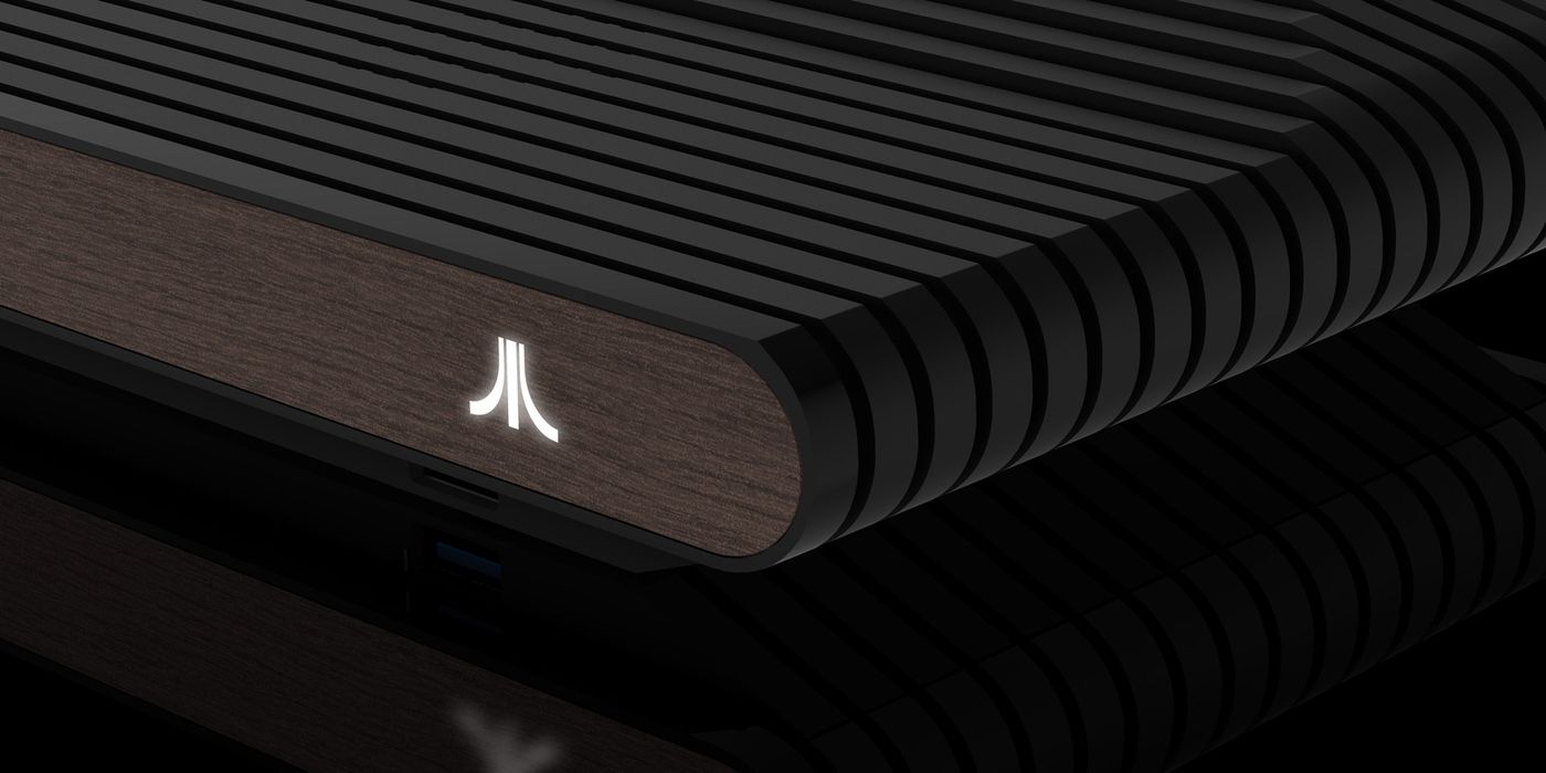 the Atari vcs 800 console with the glowing logo