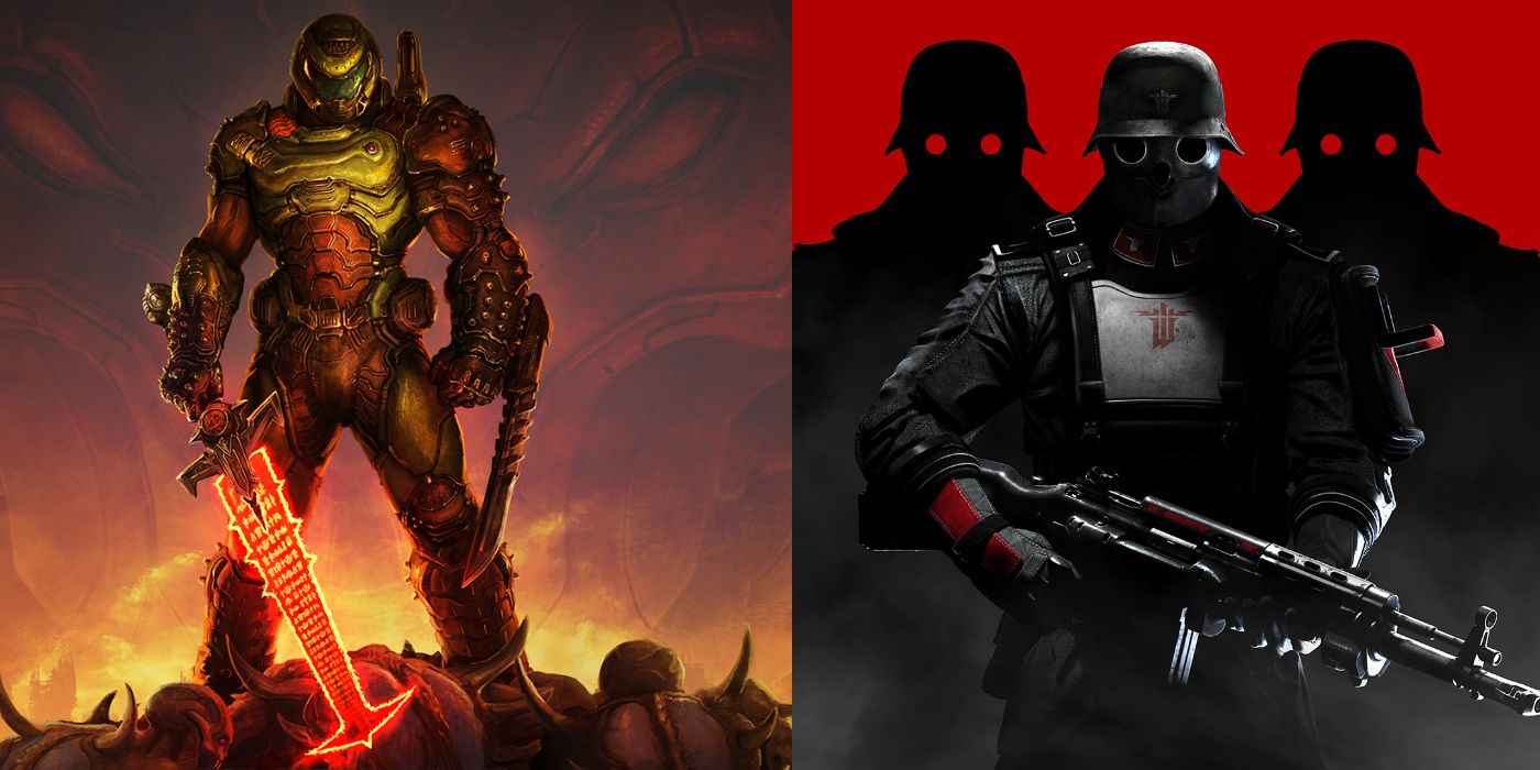 (Left) Promotional image of Doom Eternal (Right) Promotional Image of Wolfenstein: The New Order