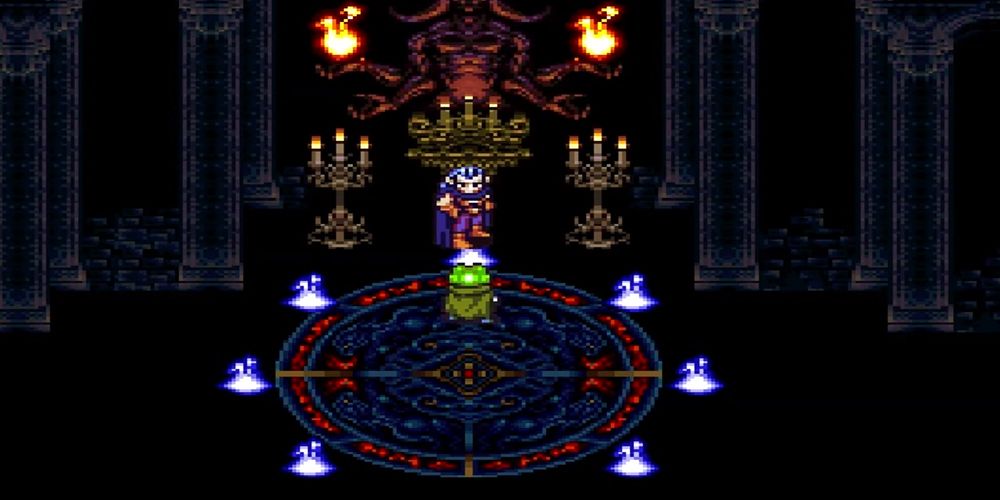 Frog faces off against Magus in one of Chrono Trigger's many endings