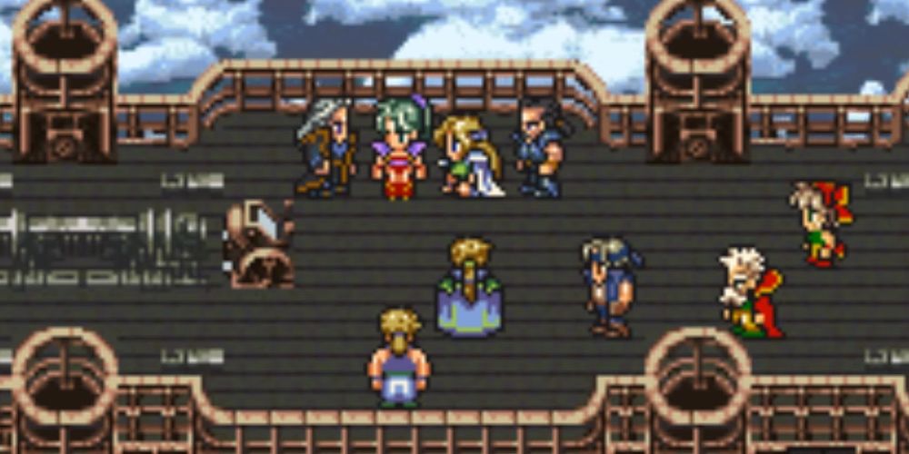 Multiple characters on a flying ship in Final Fantasy 6