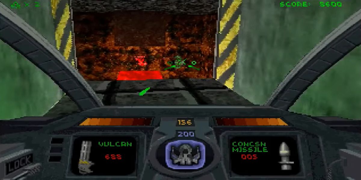 FPS view inside of a spaceship - firing at enemies