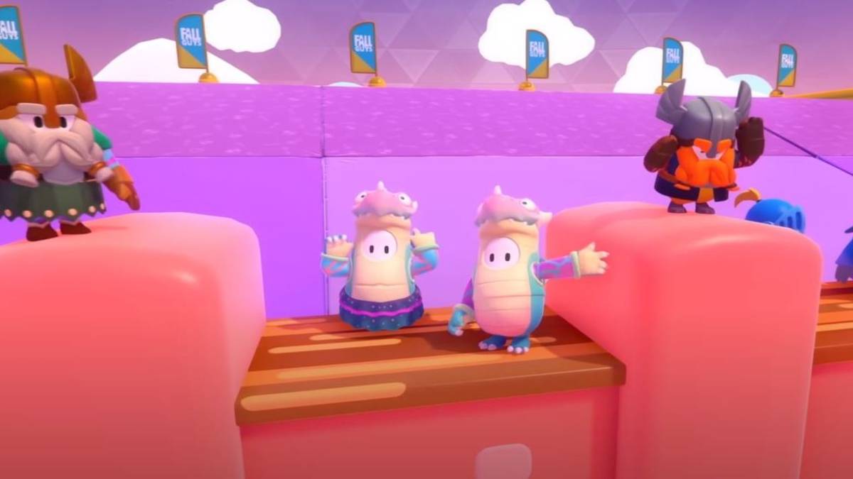 dragons emoting on fall guys