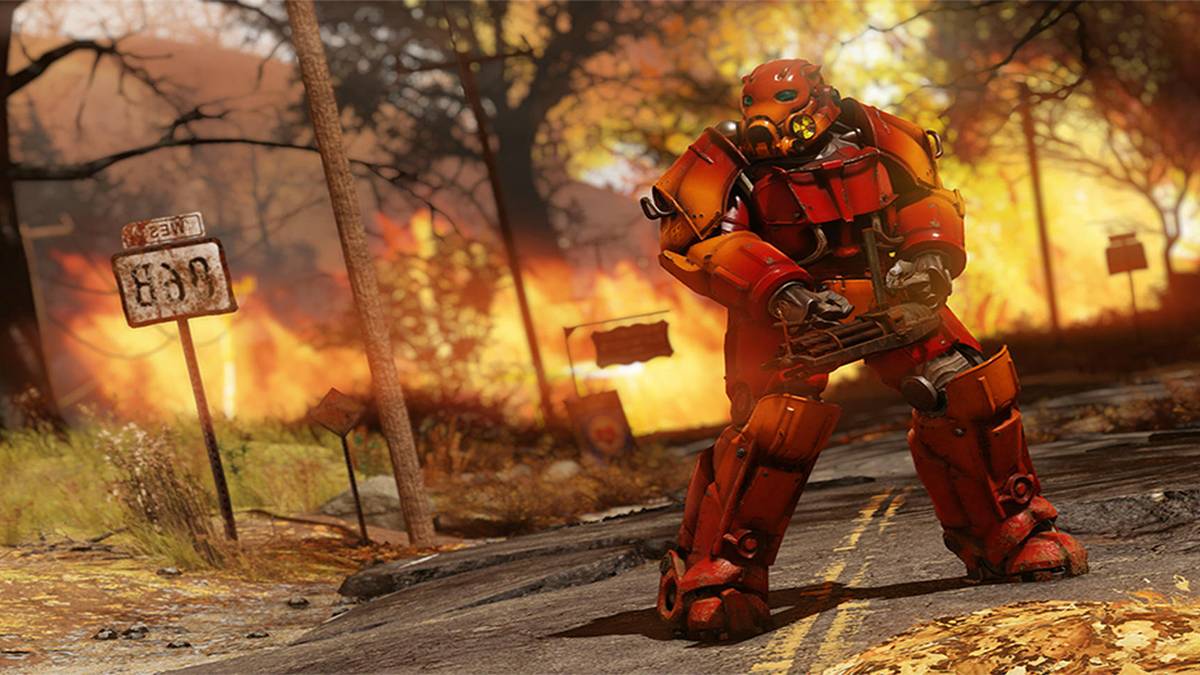 Fallout 76 power armor in fire