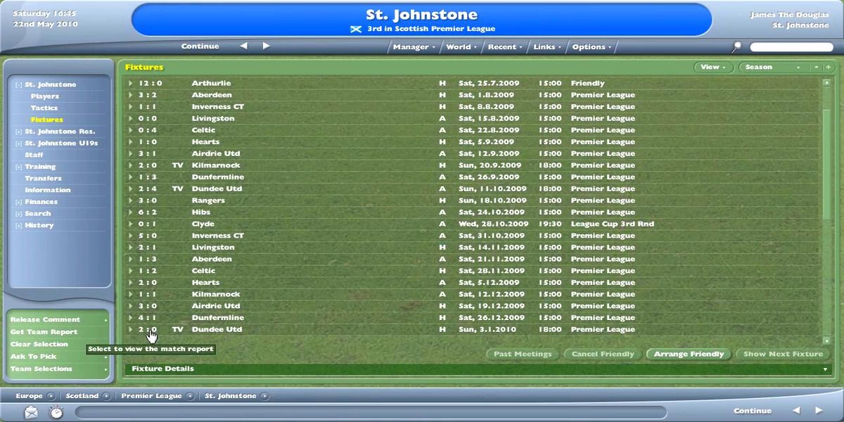 Football Manager 2005 squad list