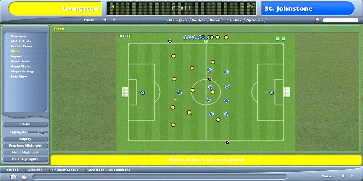 Football Manager 2005 match overview