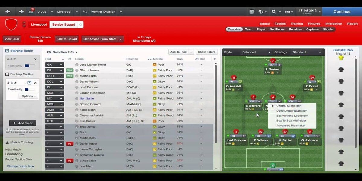 Football manager 2013 tactical view