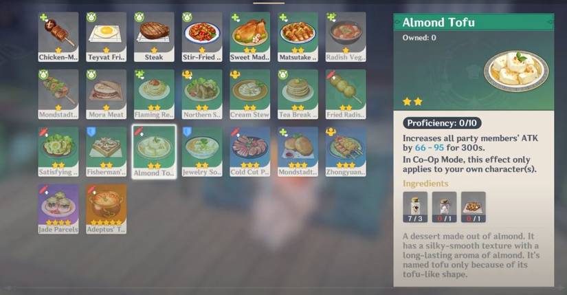 genshin impact almond tofu recipe