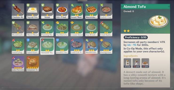 Genshin Impact Where To Get The Almond Tofu Recipe Game Rant