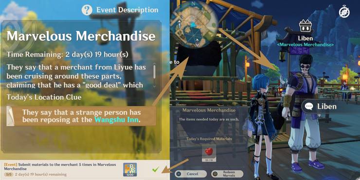 Genshin Impact Marvelous Merchandise Event Liben Day 5 Location