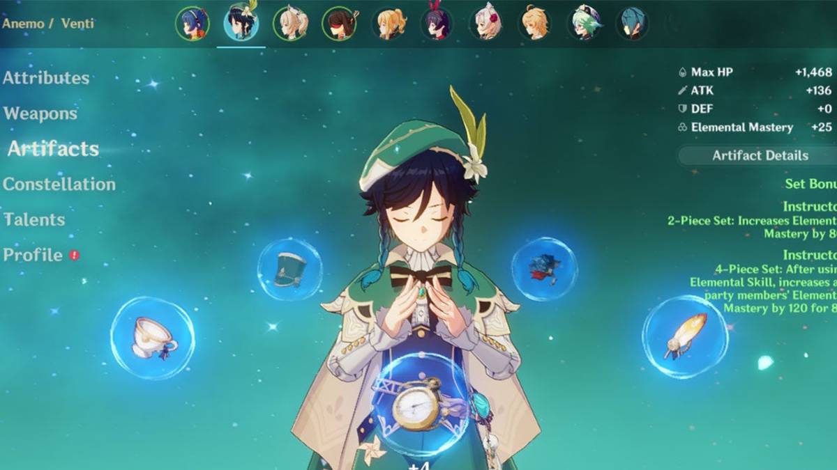genshin impact venti artifacts