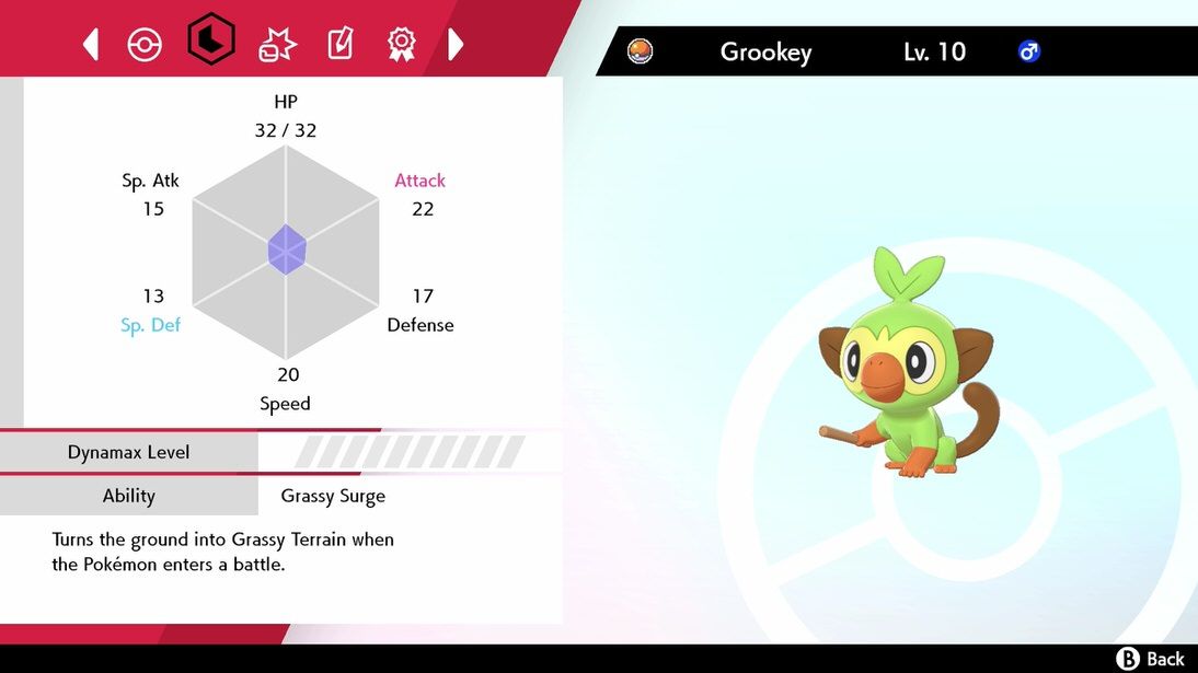 Grookey that has used an Ability Patch to get its Hidden Ability