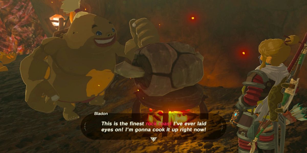 A hungry Goron ready to eat in Breath of the Wild