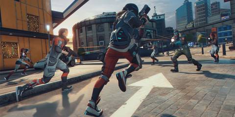 Hyper Scape squads fighting