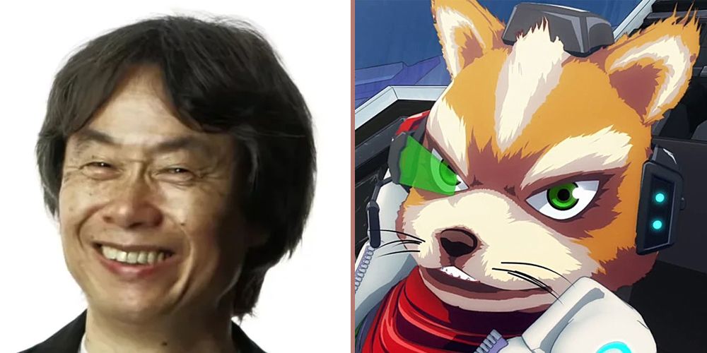 Shigeru Miyamoto and Fox McCloud (Star Fox)