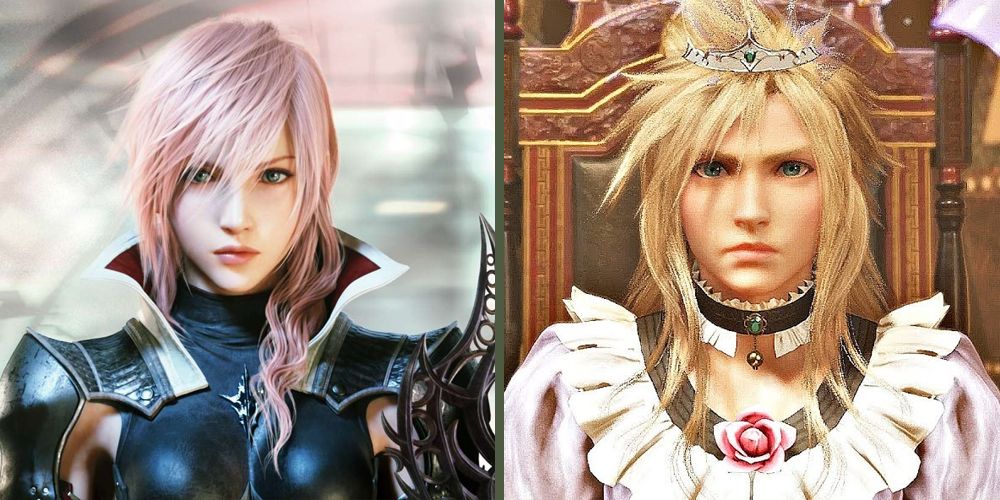 Lightning from Final Fantasy XIII and Cloud from Final Fantasy VII