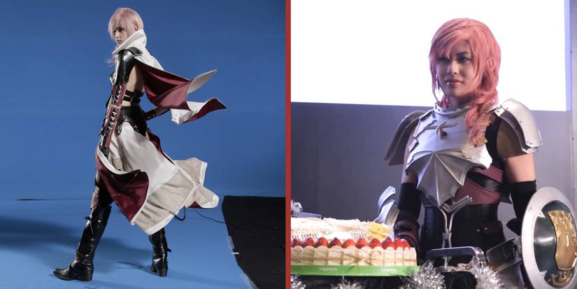 Two actors portraying Lightning from Final Fantasy VII