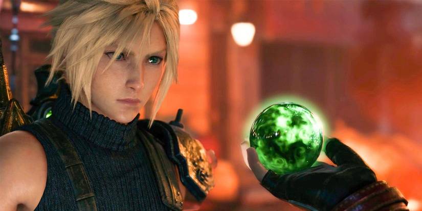 Jessie handing cloud a piece of materia in Final Fantasy VII Remake