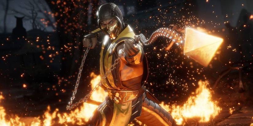 Mortal Kombat 11 Scorpion Shooting Off His Chain Attack
