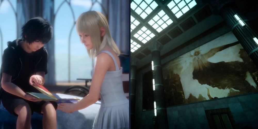 Noctis and Luna and the Hall of History from Final Fantasy XV