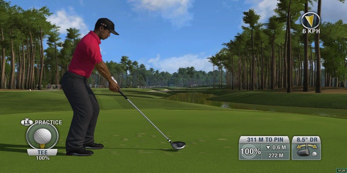 Tiger Woods taking a shot in PGA Tour 10