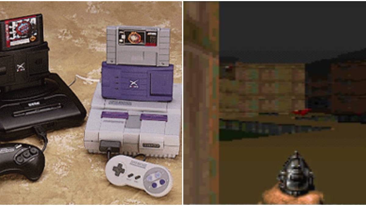 XBAND and DOOM split image