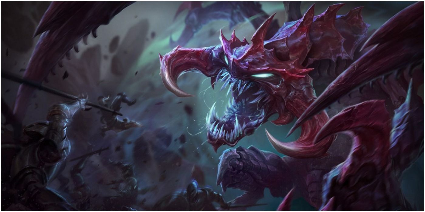 An Angry Cho'Gath Fighting An Army Of Humans