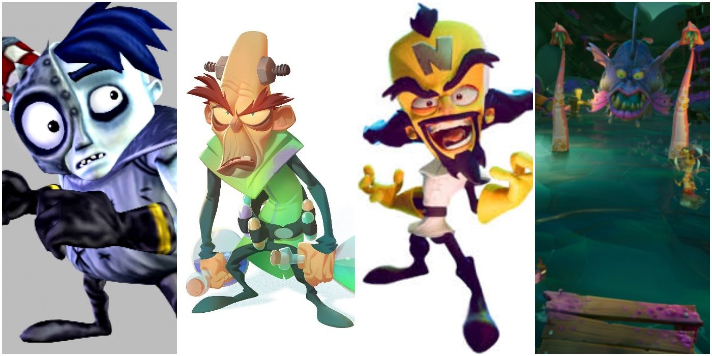 A split image of Crash bandicoot bosses