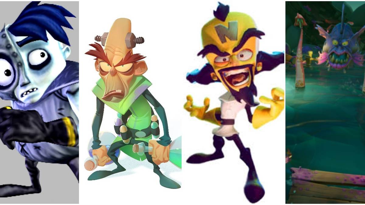 A split image of Crash bandicoot bosses