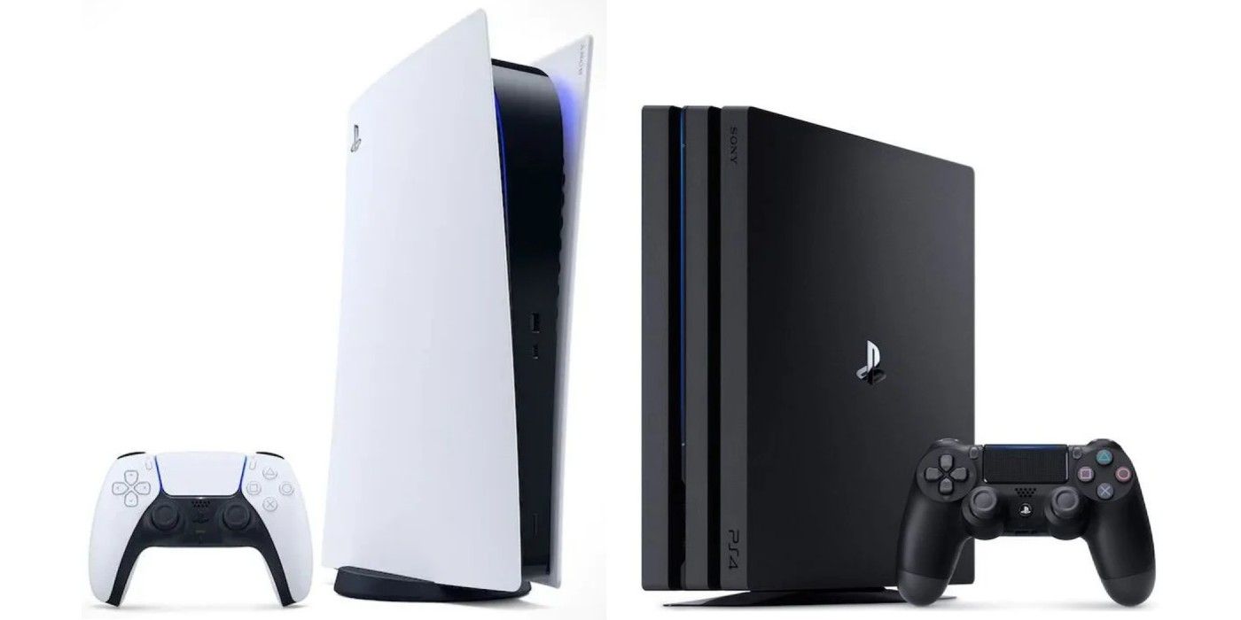 playstation 4 5 ps4 ps5 consoles side by side