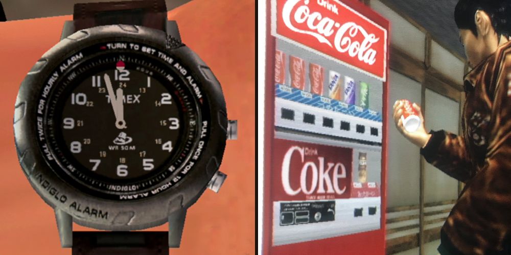 Ryo's Timex watch and a Coca Cola vending machined from Shenmue