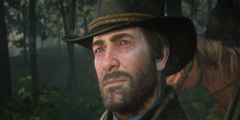 closeup shot of arthur morgan when sick