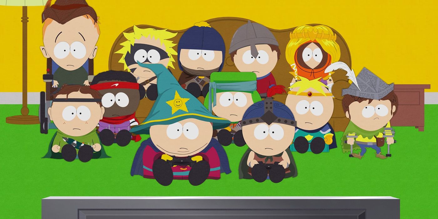 Cartman and friends playing video games in The Stick of Truth