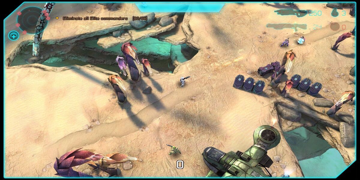 vehicles doing battle in desert area in Halo: Spartan Assault PC 