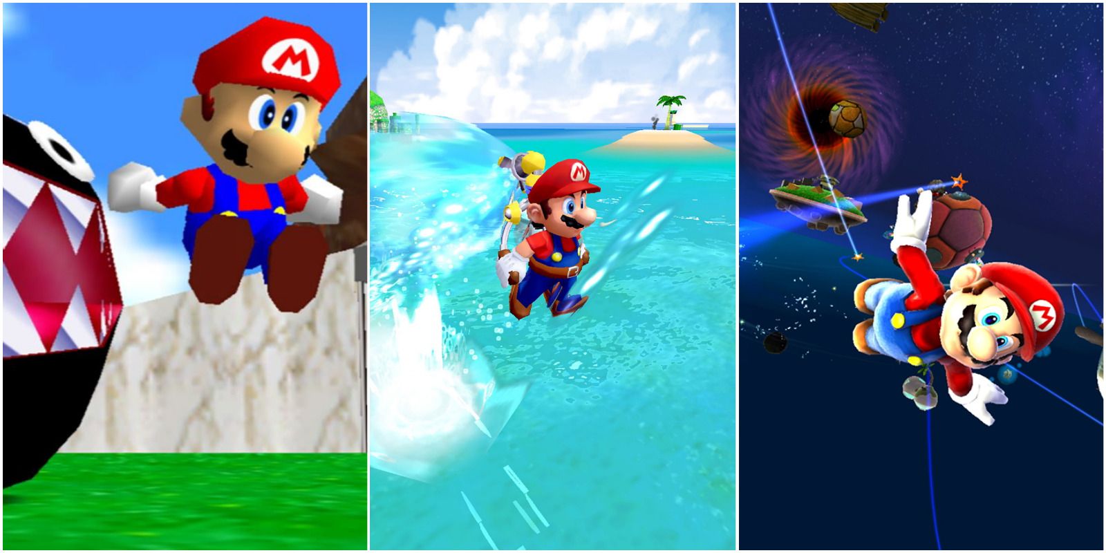 Super Mario 64 Super Mario Sunshine Super Mario Galaxy Super Mario 3D All-Stars split screen