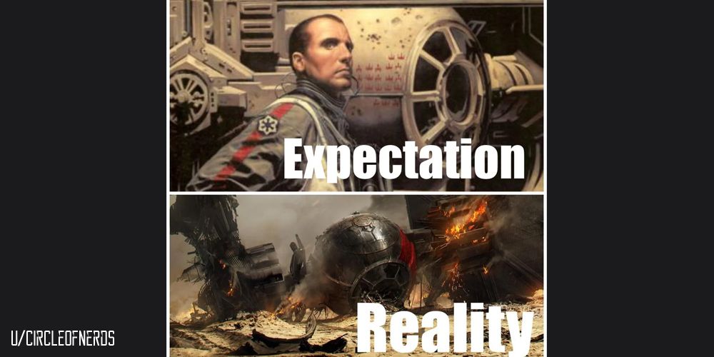 Expectation vs Reality meme. Star Wars: Squadrons