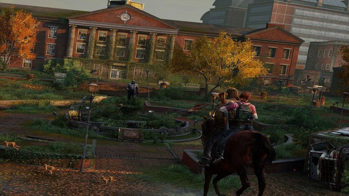 joel and ellie riding horse tlou remastered