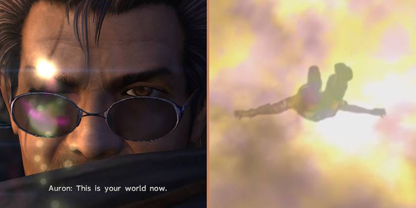 Auron being sent and Tidus disappearing at the end of Final Fantasy X