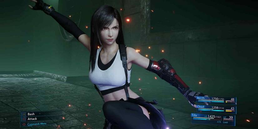 Tifa preparing to attack from the Final Fantasy VII Remake