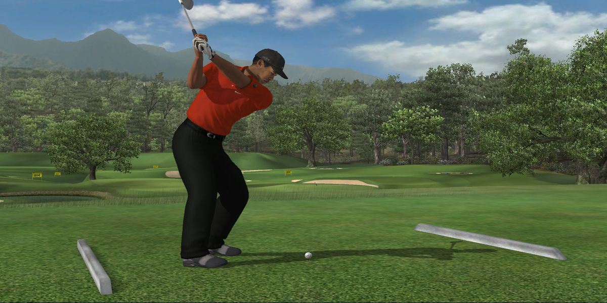 Tiger Woods PGA Tour 07, Tiger Woods in mid-swing