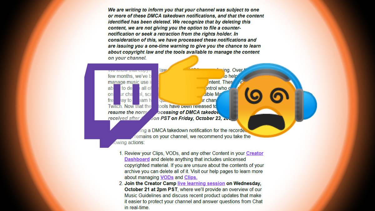 Twitch Issues a DMCA Copyright notice to streamers, with no indication if which videos were in violation.