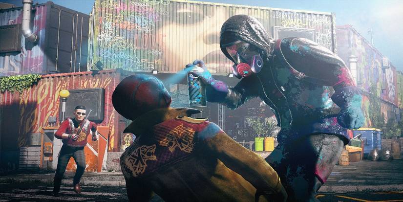 watch dogs legion spray paint in face