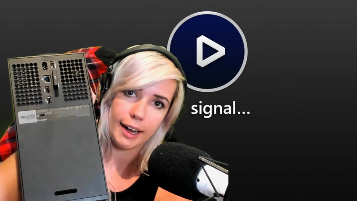 Alanah Pearce holds up her Xbox Series X, confirming it is unplugged.