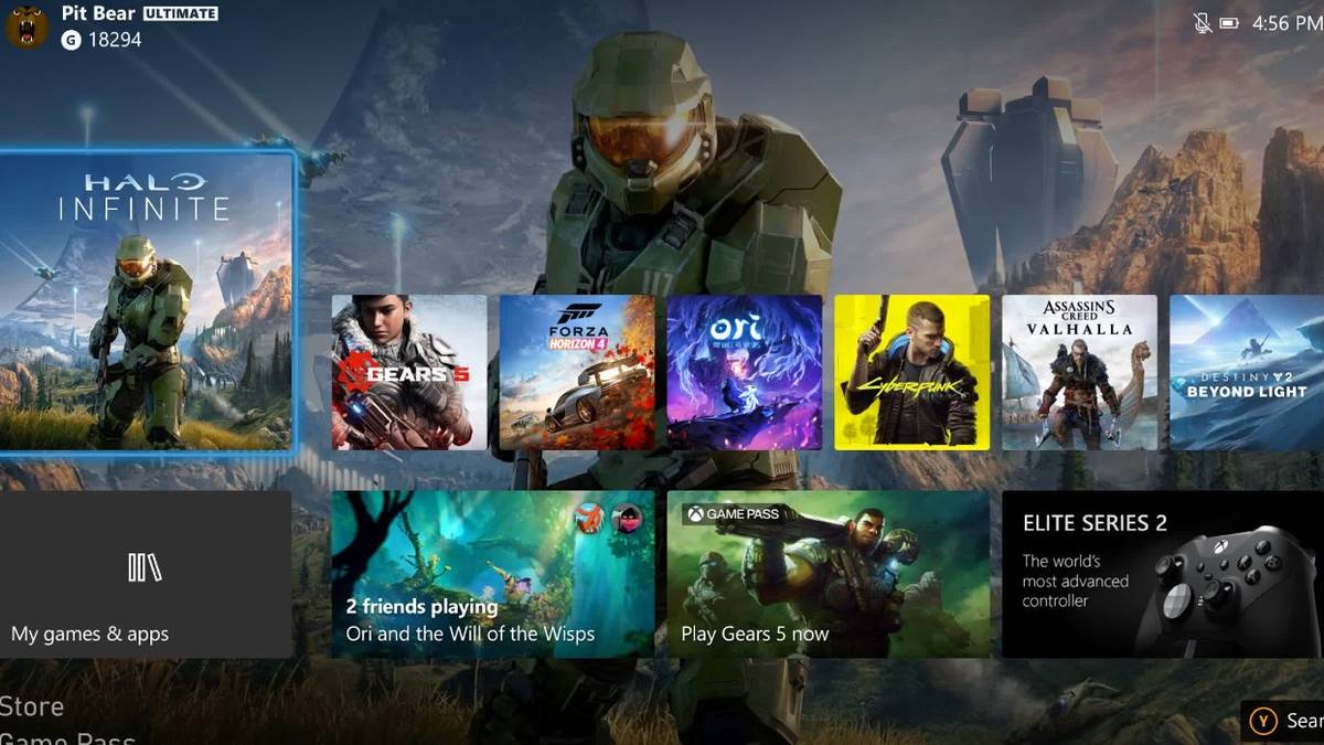 xbox series x xbox one ui home screen