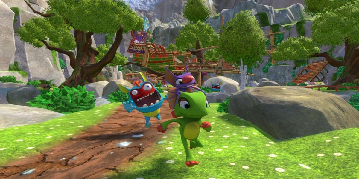 Yooka and Laylee escaping an enemy